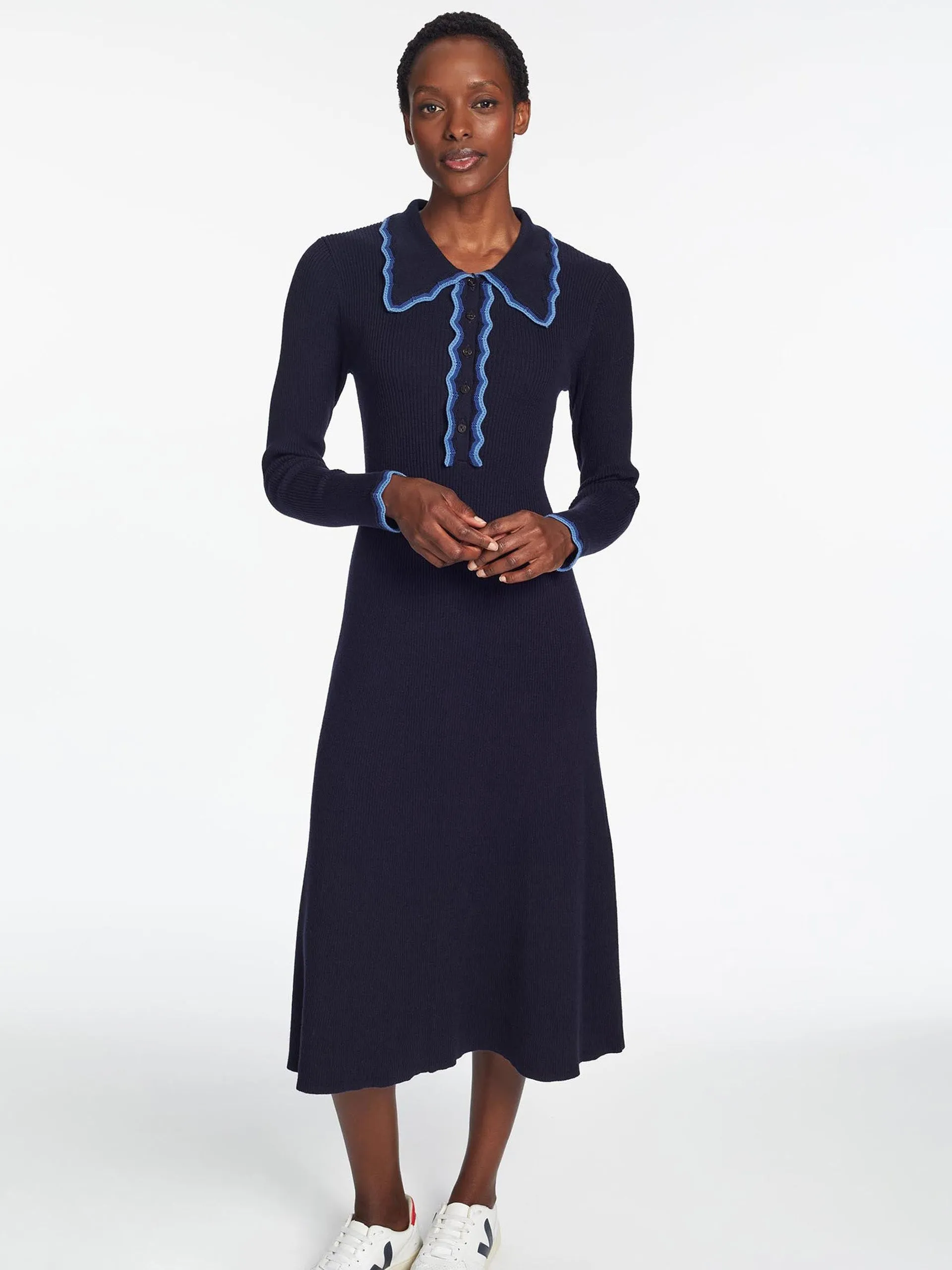 Navy blue Josie wool knit dress