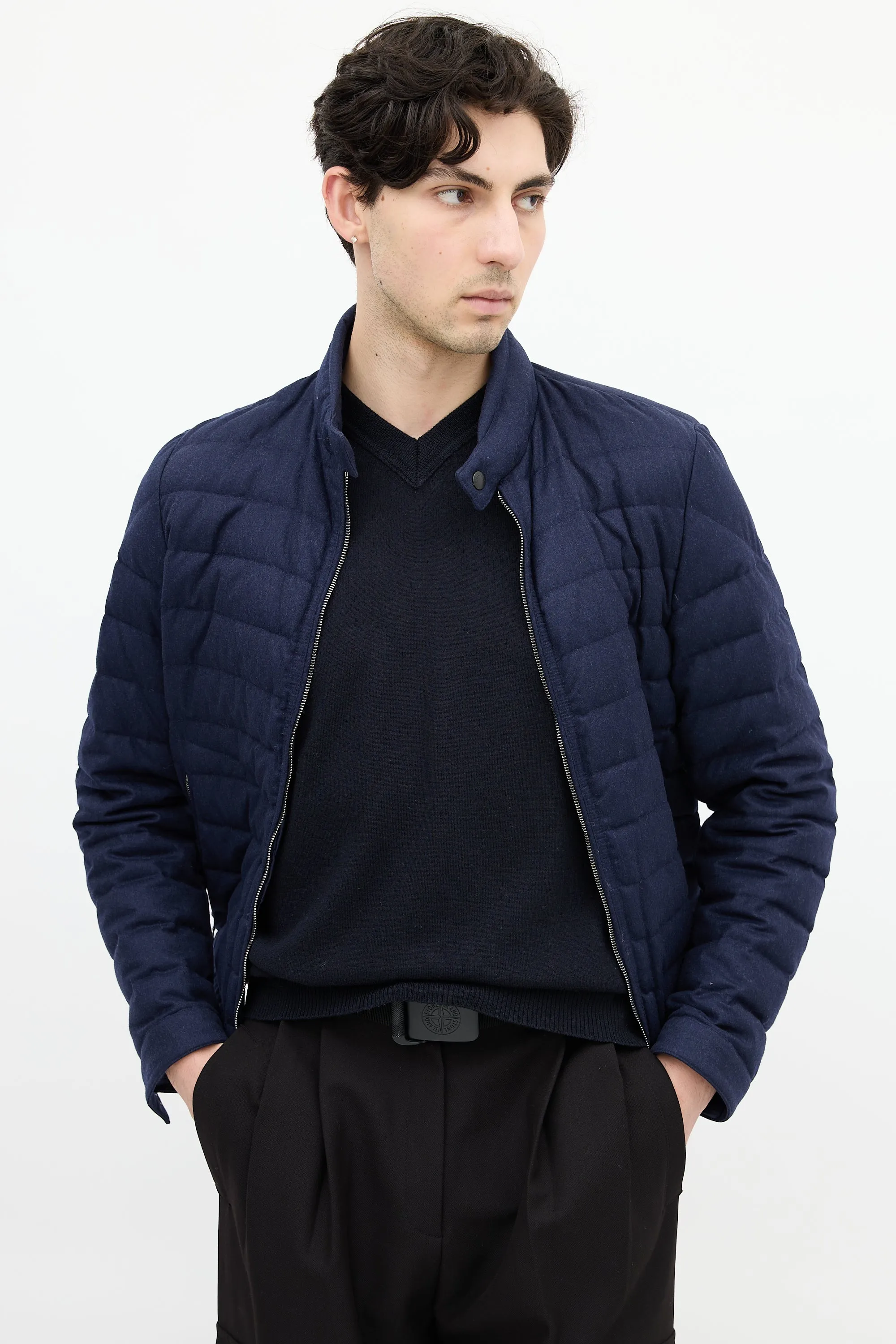 Navy Down & Wool Delabost Puffer Jacket