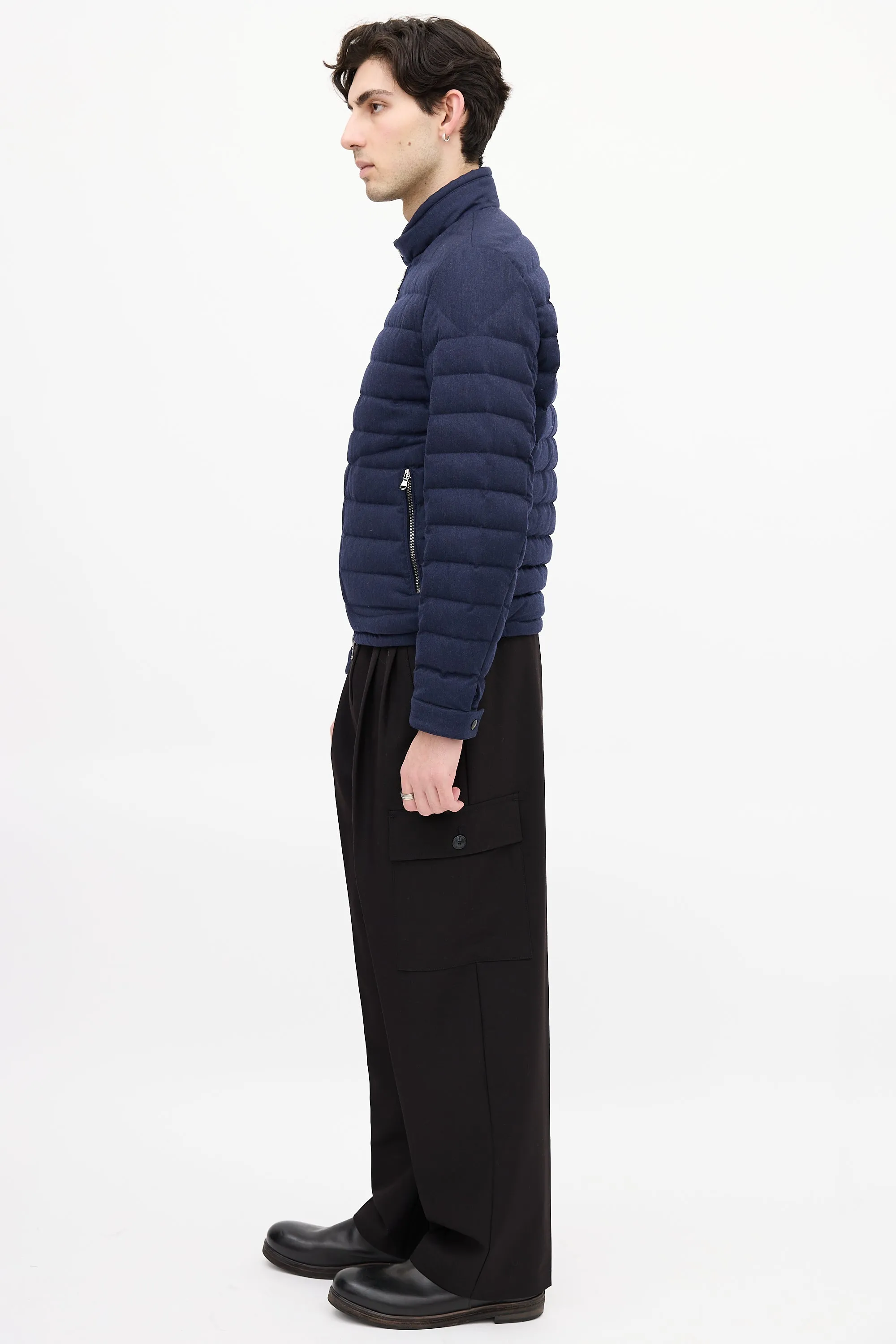 Navy Down & Wool Delabost Puffer Jacket