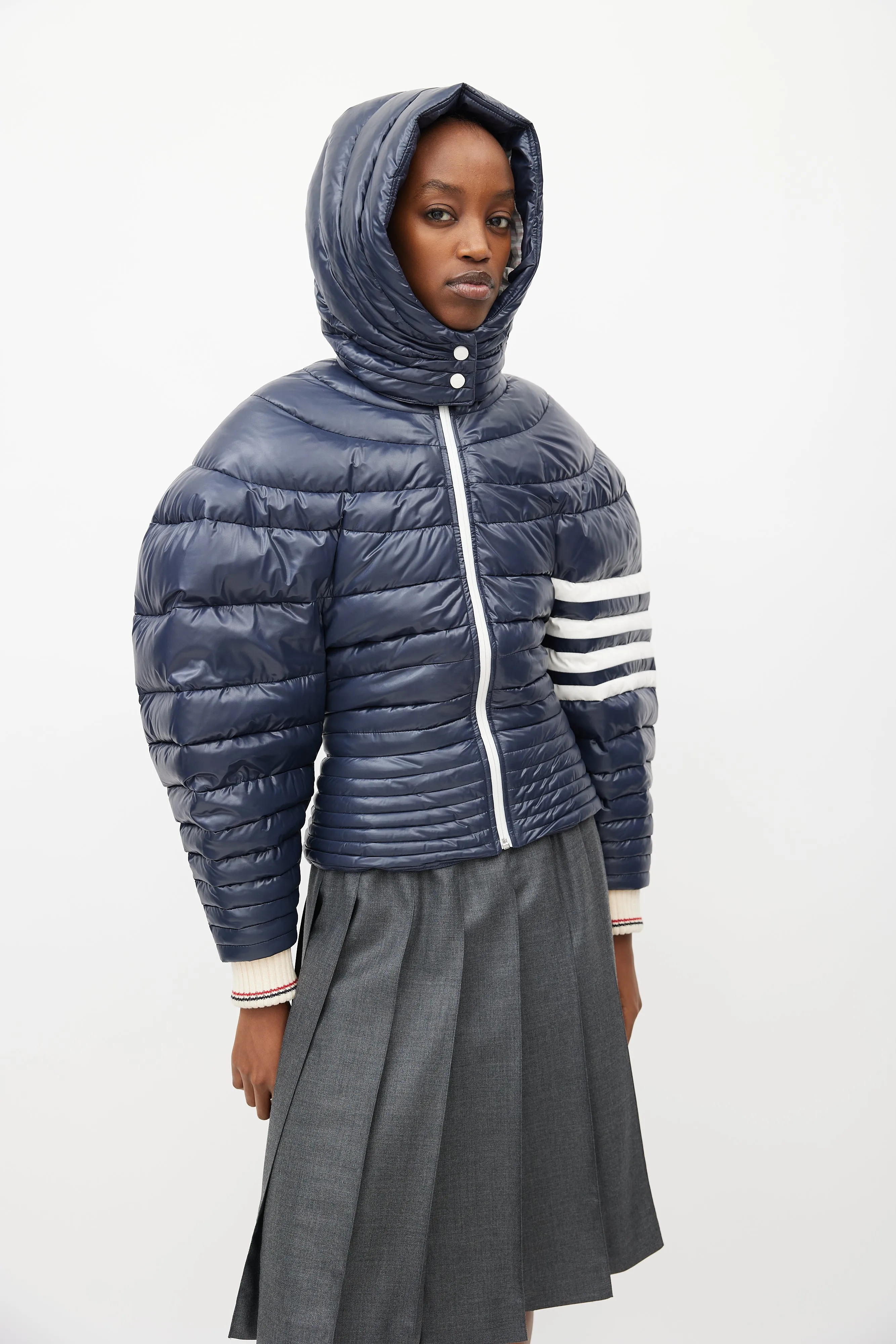 Navy Down Puffer Short Jacket