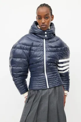 Navy Down Puffer Short Jacket