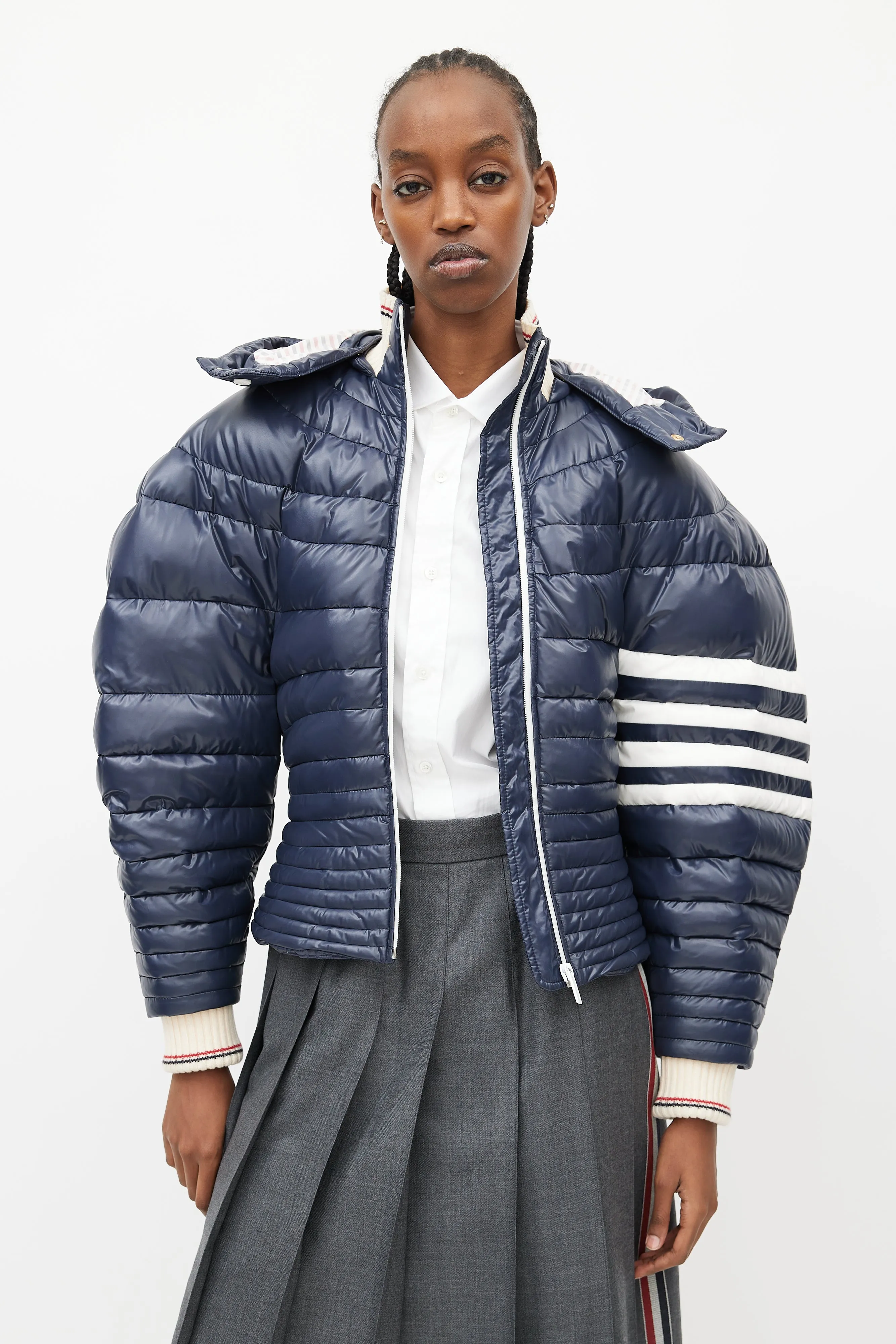 Navy Down Puffer Short Jacket