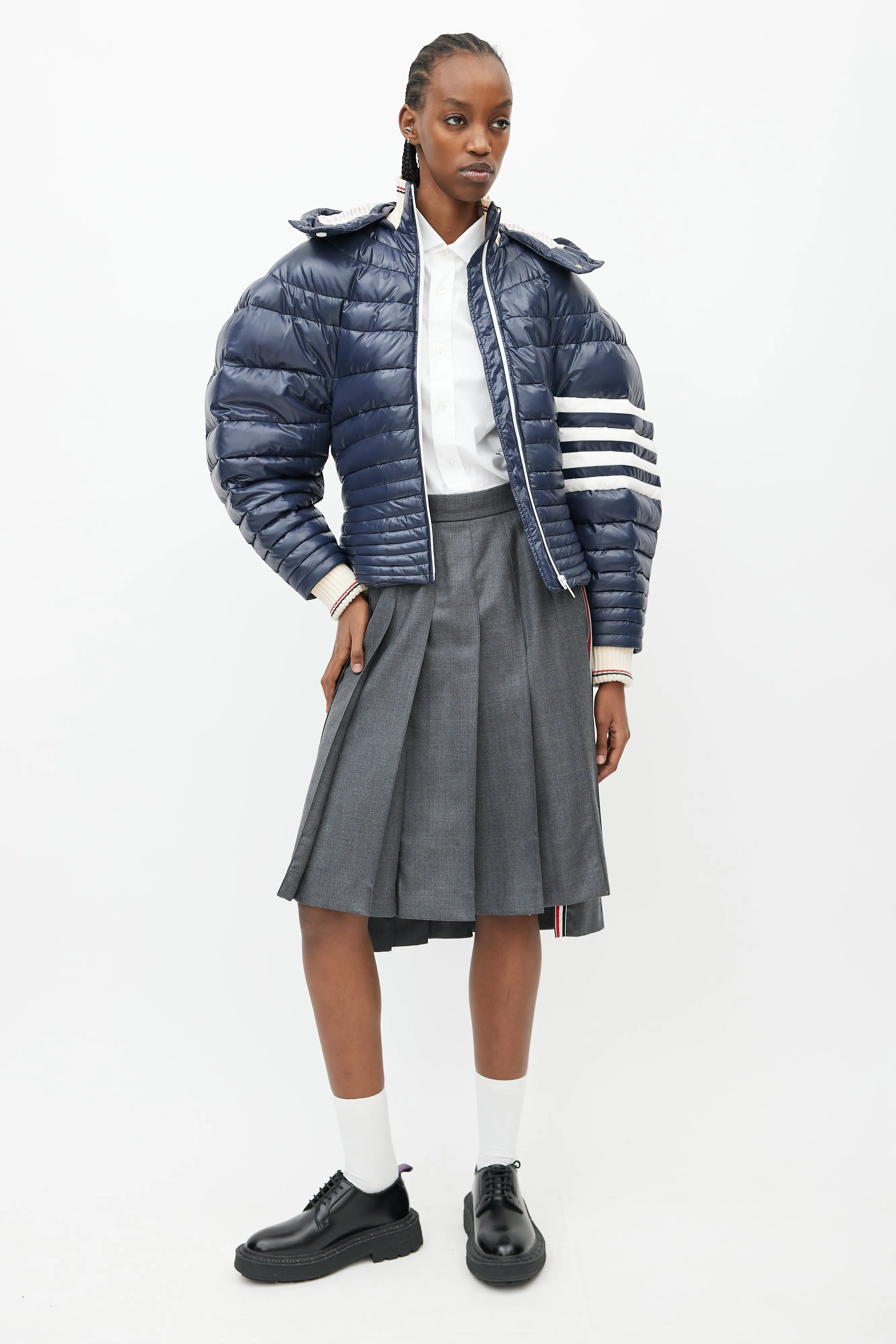 Navy Down Puffer Short Jacket