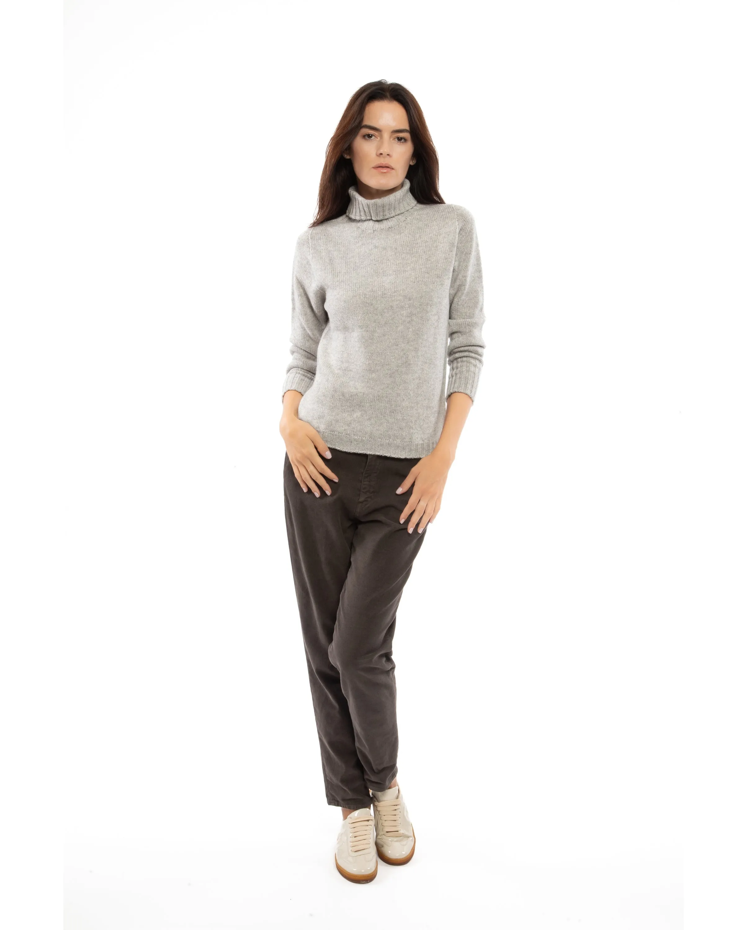 NEW FALL 24 - Women's Classic Cashmere Turtleneck Sweater Milk White