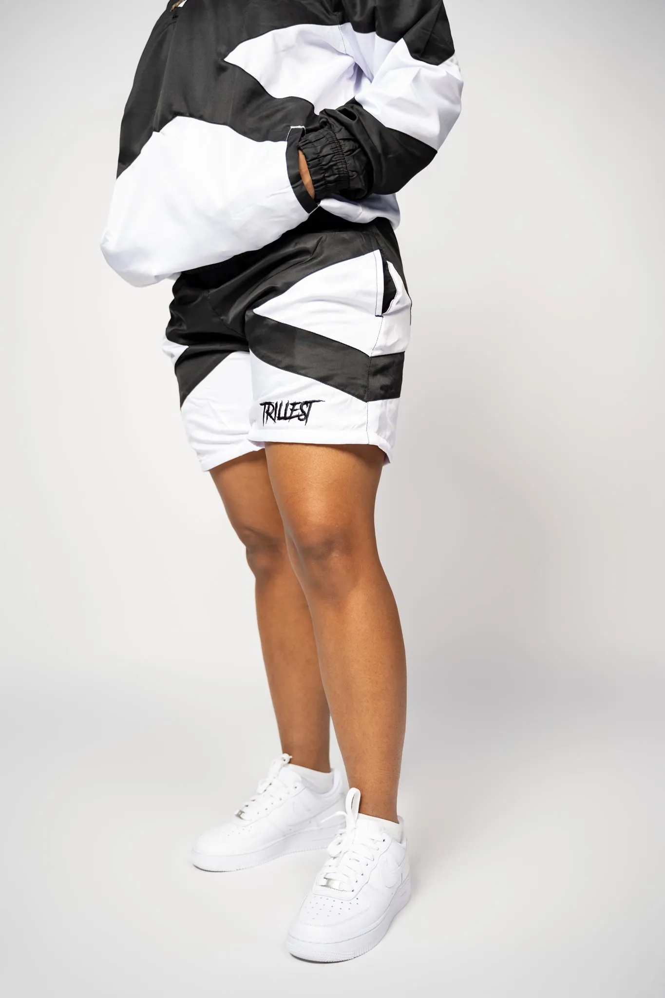 Panel Windbreaker Shorts - Black\White