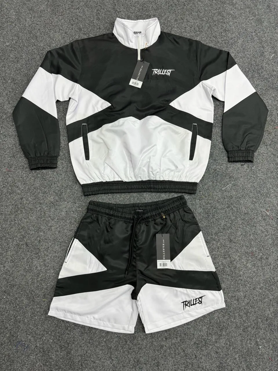 Panel Windbreaker Shorts - Black\White