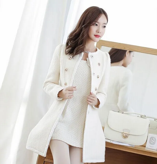 Patchwork Women Woolen Coat Slim Women's Jacket