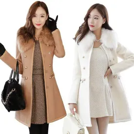 Patchwork Women Woolen Coat Slim Women's Jacket