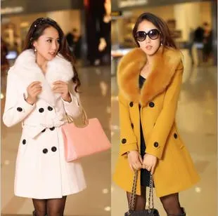 Patchwork Women Woolen Coat Slim Women's Jacket