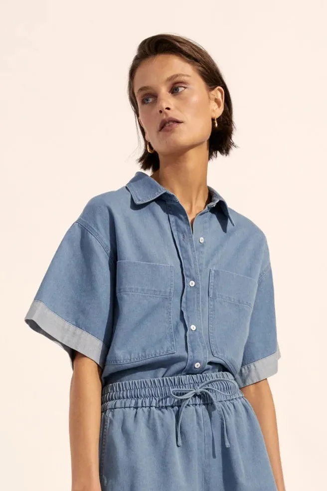 Rider Top in Chambray