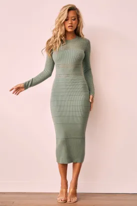 Risk Taker Knit Midi Dress - Sage