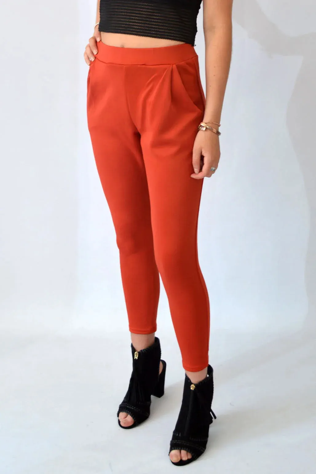 Scuba Pleat Front Crop Trousers