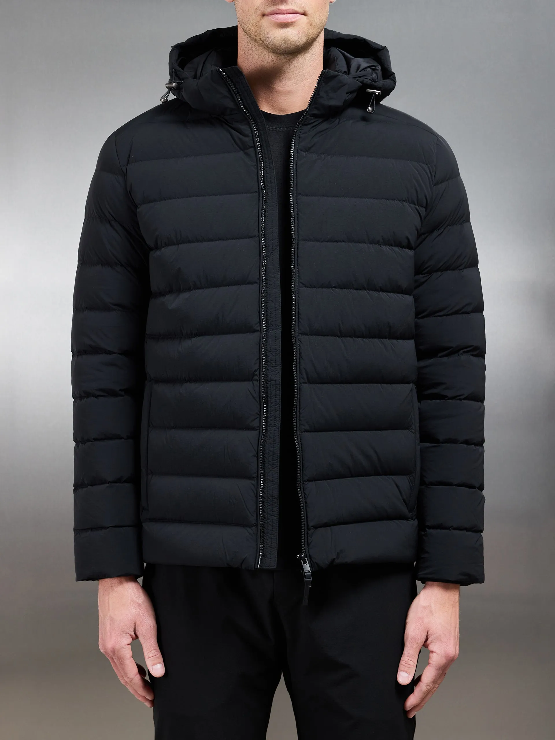 Short Technical Down Jacket in Black