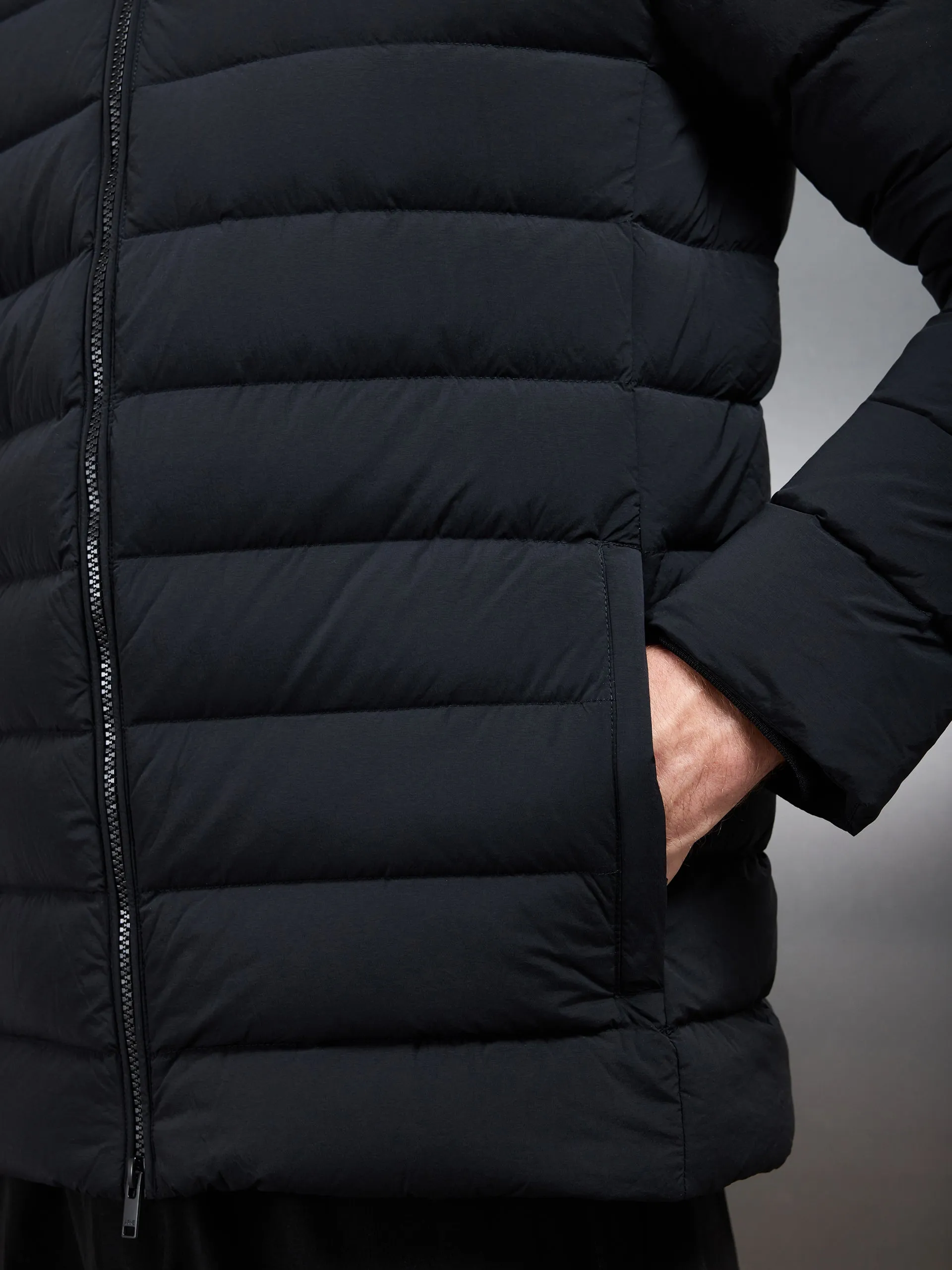 Short Technical Down Jacket in Black