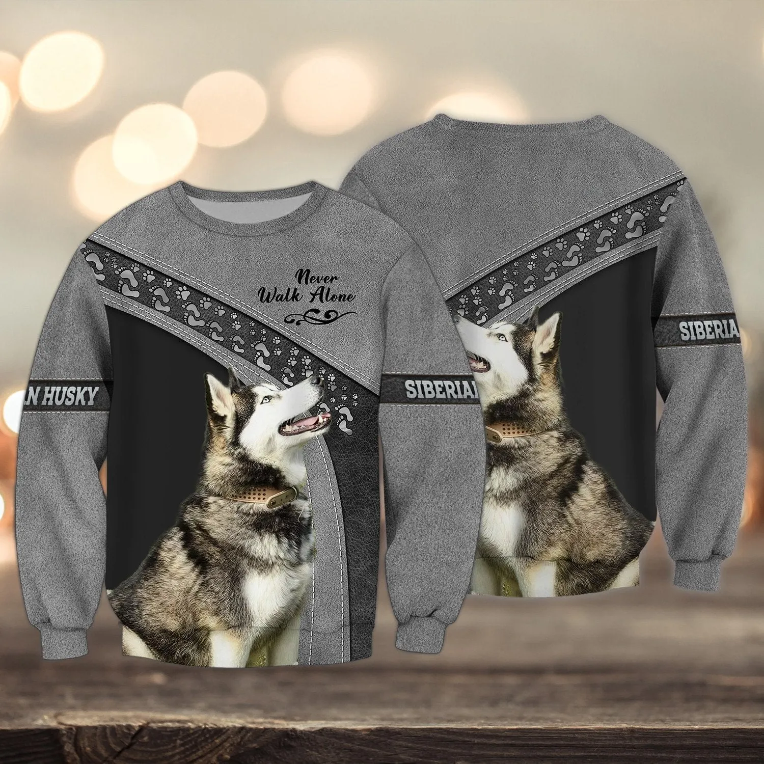 Siberian Husky Multi Color Pattern Love Never Walk Alone 3D Full Print Christmas Shirts