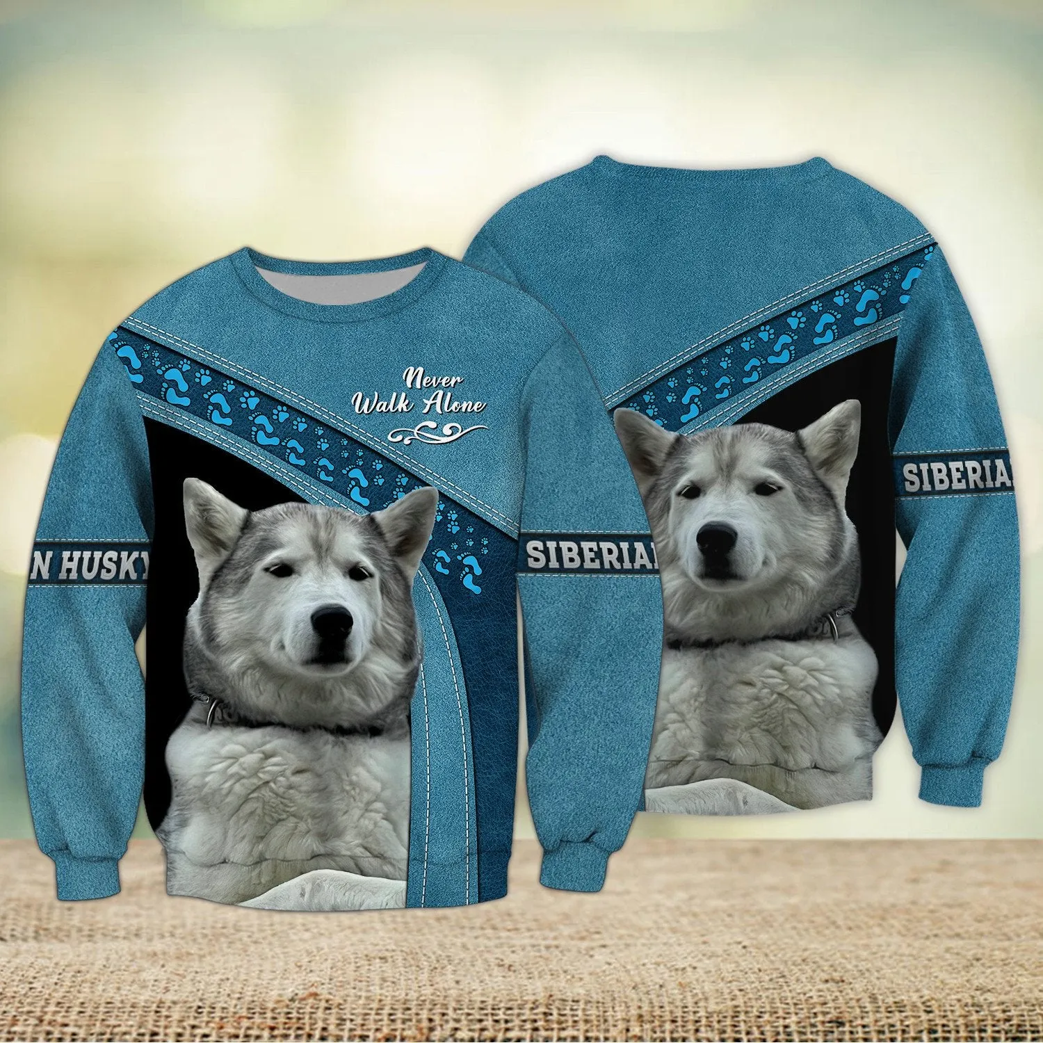 Siberian Husky Multi Color Pattern Love Never Walk Alone 3D Full Print Christmas Shirts