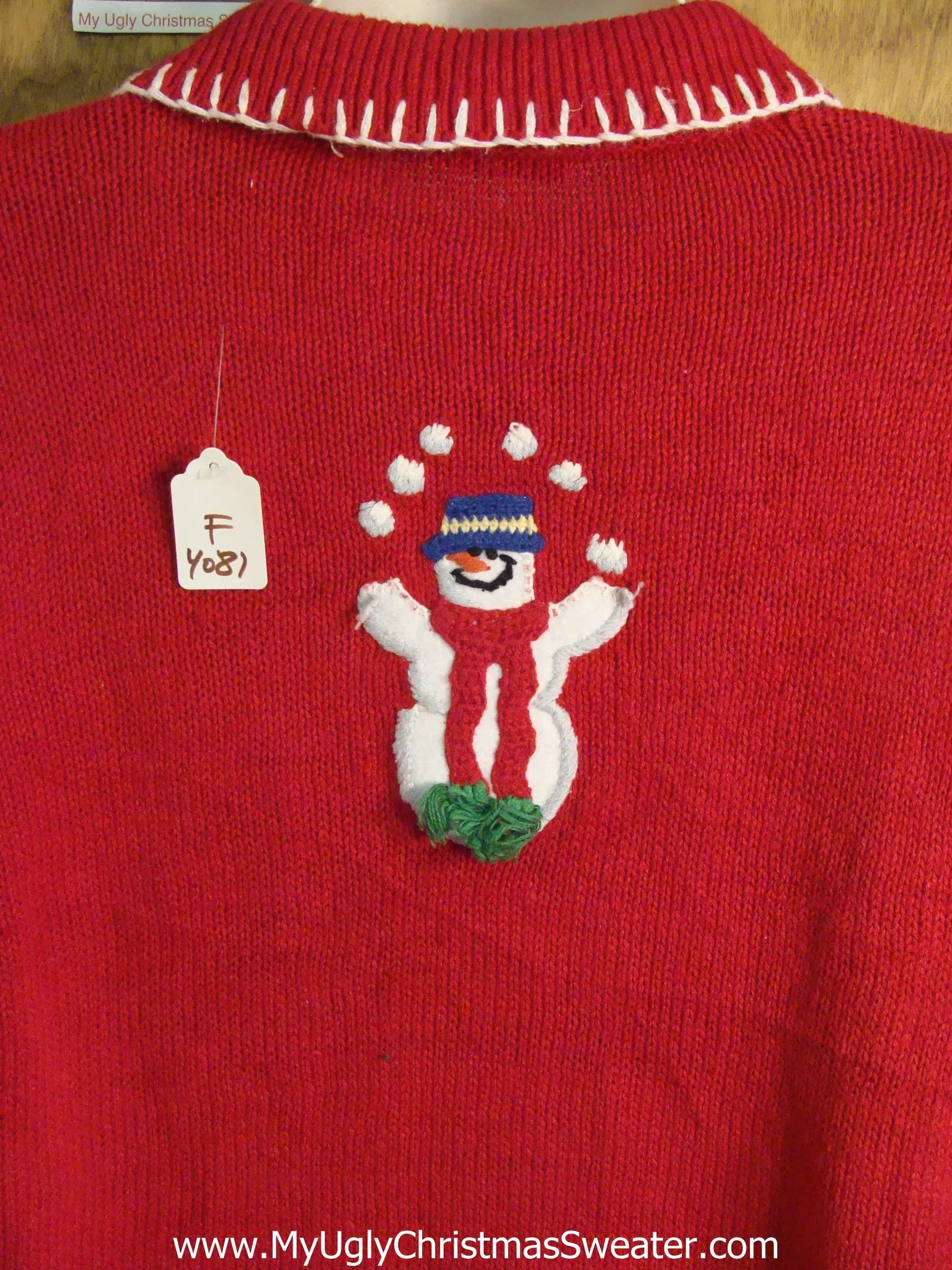 Snowman Snowball Party 80s Novelty Funny Holiday Sweater