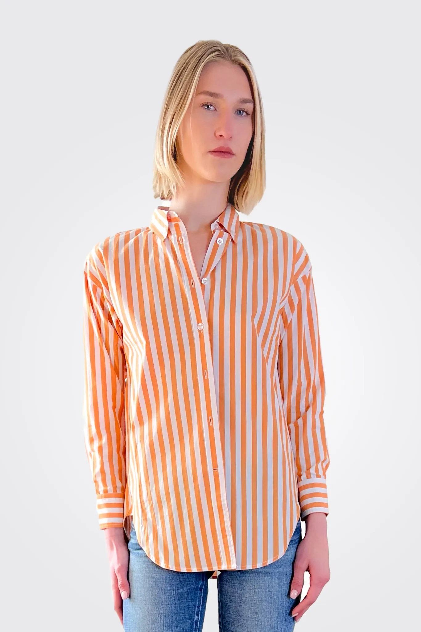 Striped Boyfriend Shirt - Orange