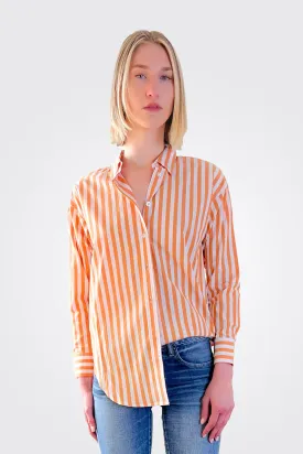 Striped Boyfriend Shirt - Orange