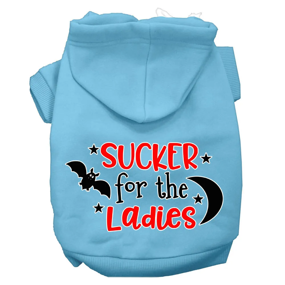 Sucker For The Ladies Screen Print Dog Hoodie Baby Blue Xxxl