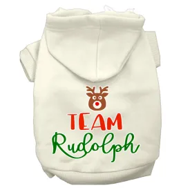 Team Rudolph Screen Print Dog Hoodie Cream Xxl