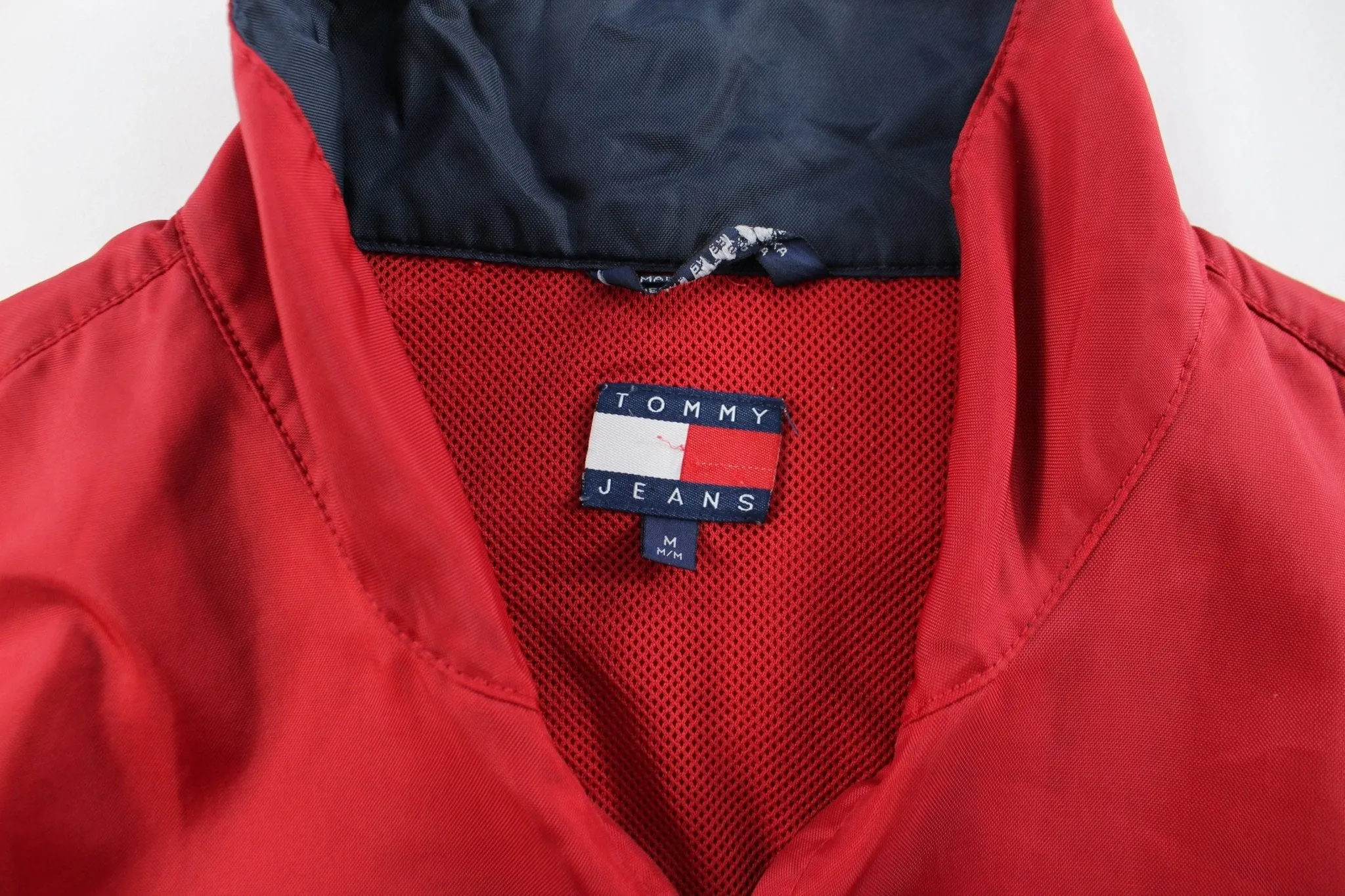 Tommy Jeans Logo Patch Navy Blue & Red Zip Up Jacket