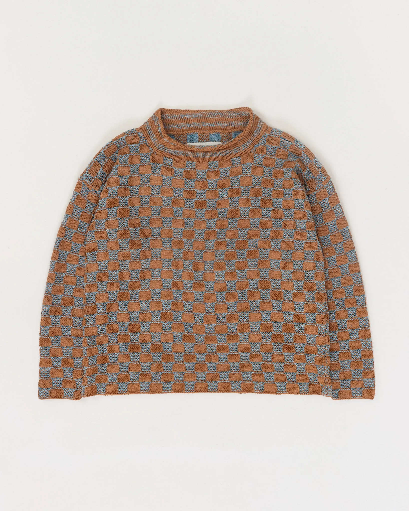 Twinsun Knit Rollneck - Indigo Checker