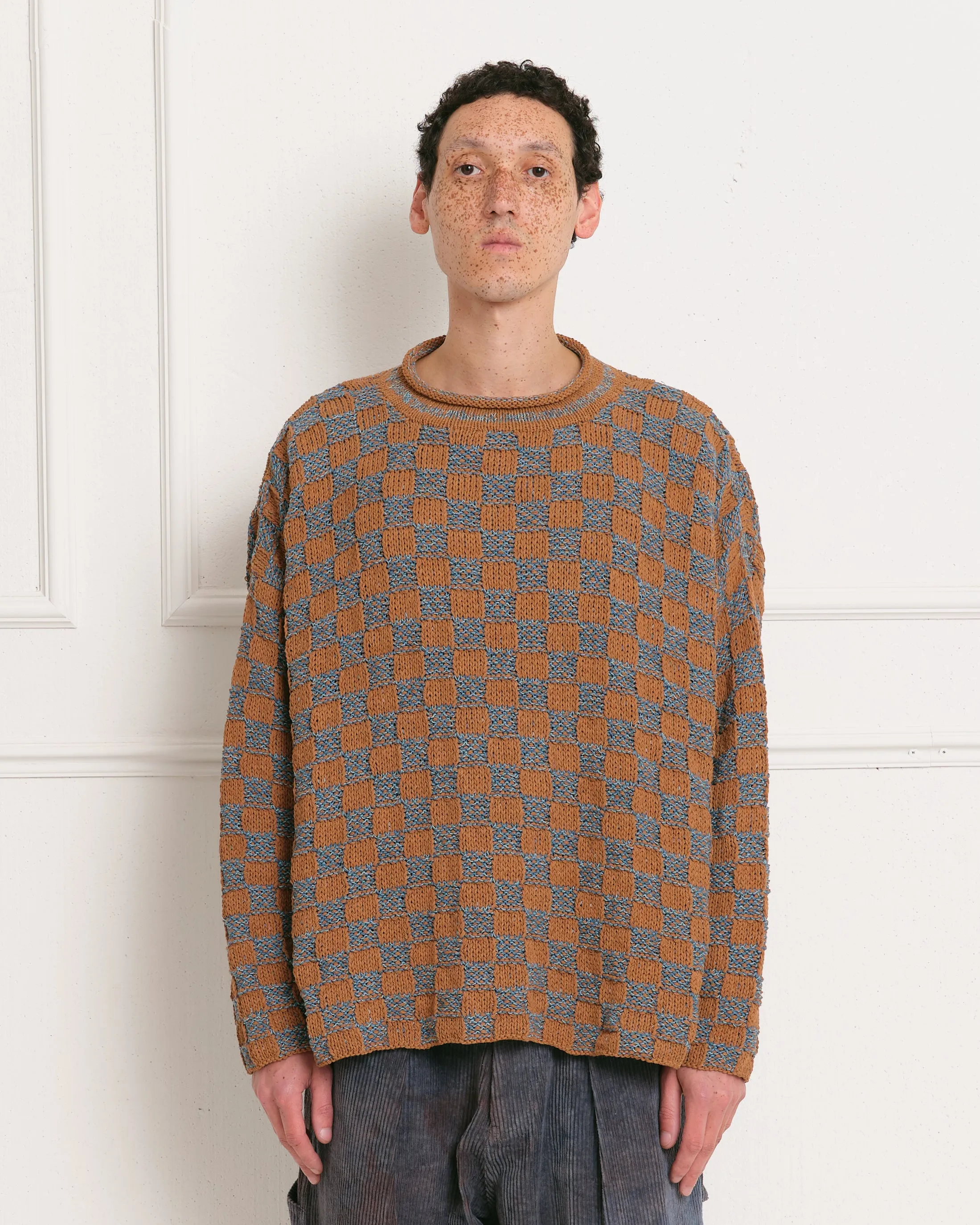 Twinsun Knit Rollneck - Indigo Checker