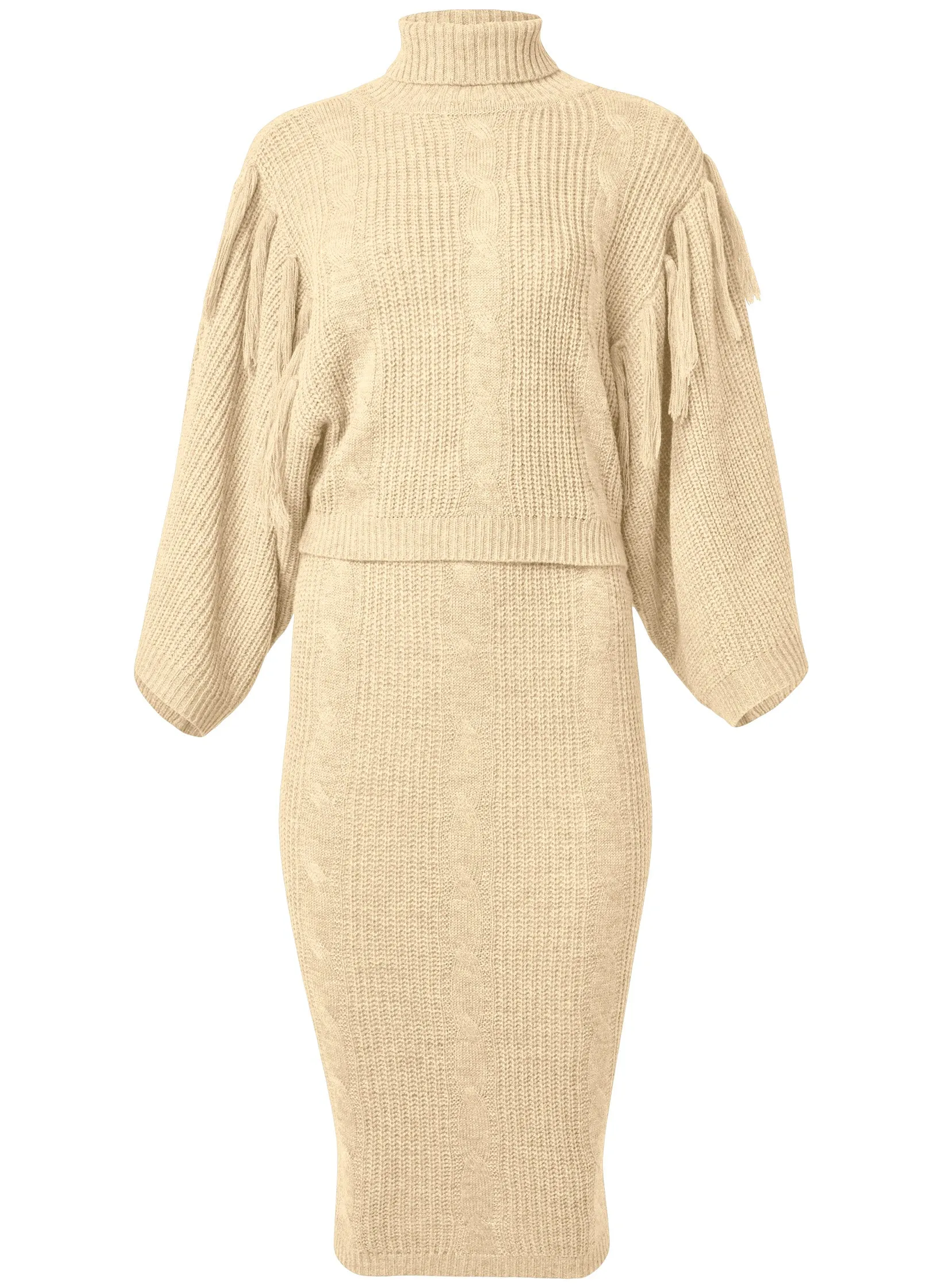 Two-Piece Sweater Dress  - Beige