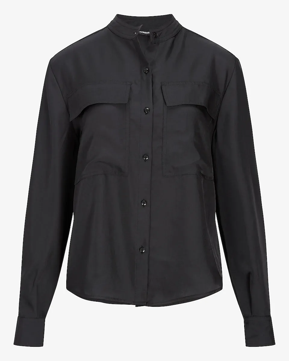 Two Pocket Button-Up Shirt in Pitch Black