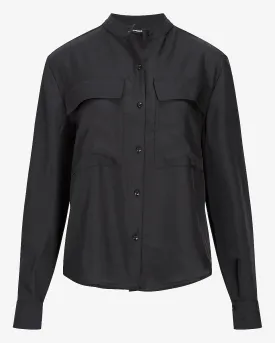 Two Pocket Button-Up Shirt in Pitch Black