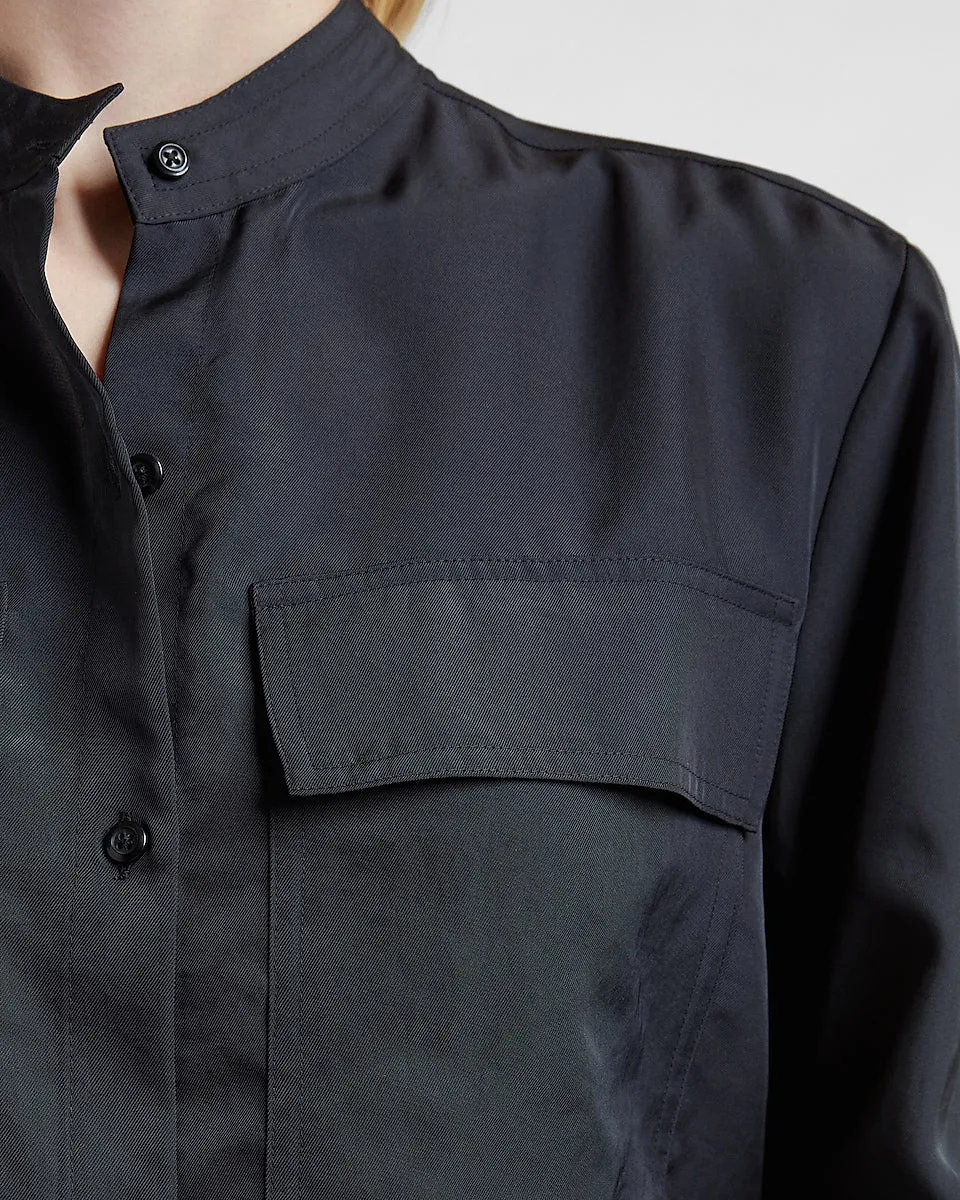 Two Pocket Button-Up Shirt in Pitch Black