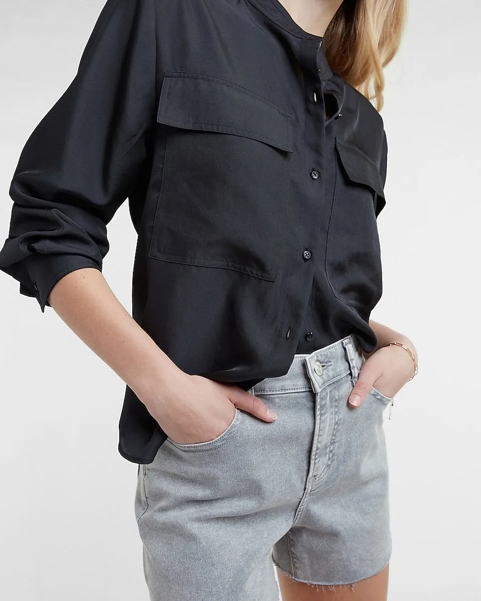 Two Pocket Button-Up Shirt in Pitch Black