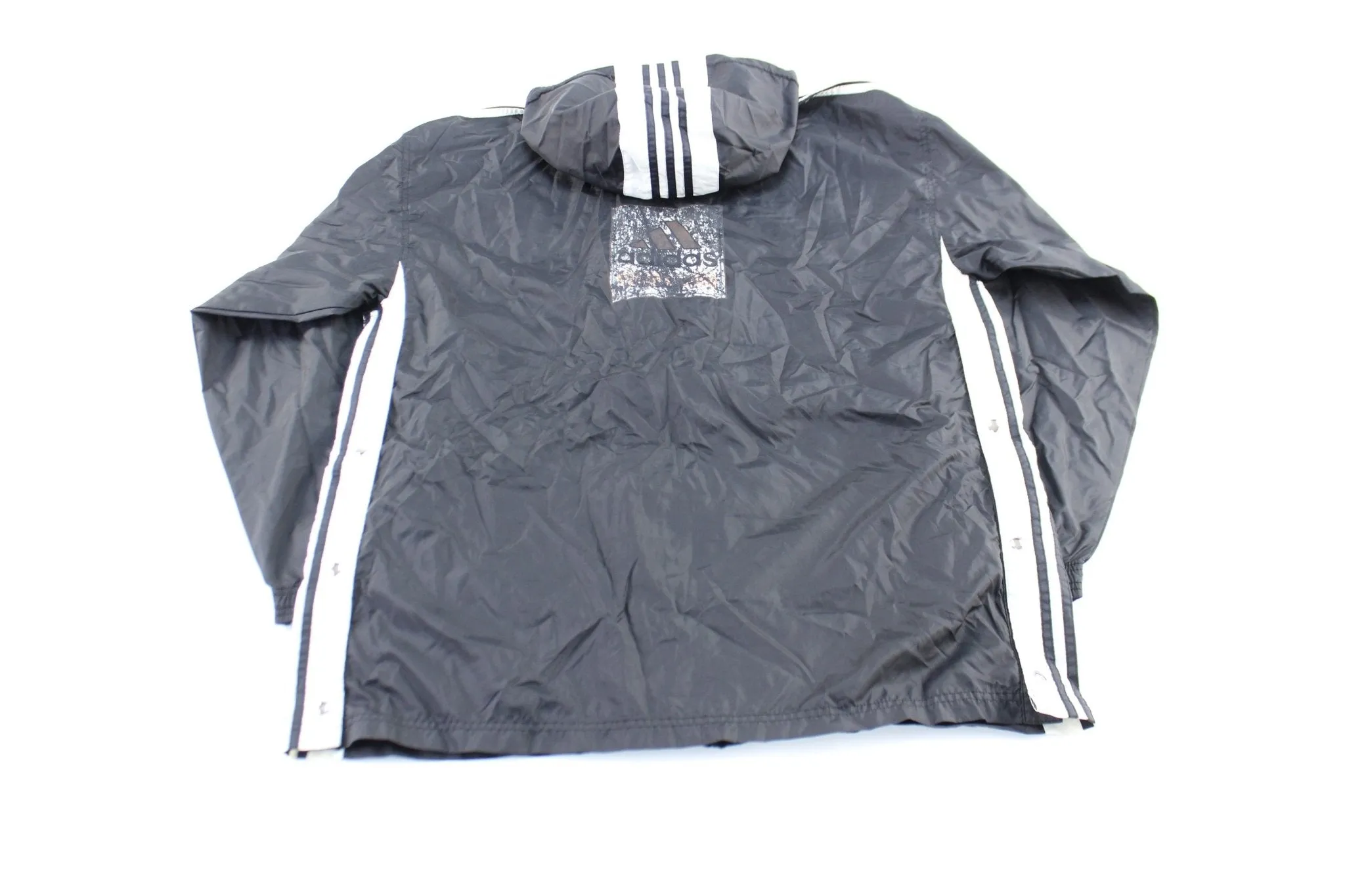 Vintage Adidas Embroidered Logo Black & White Windbreaker Jacket