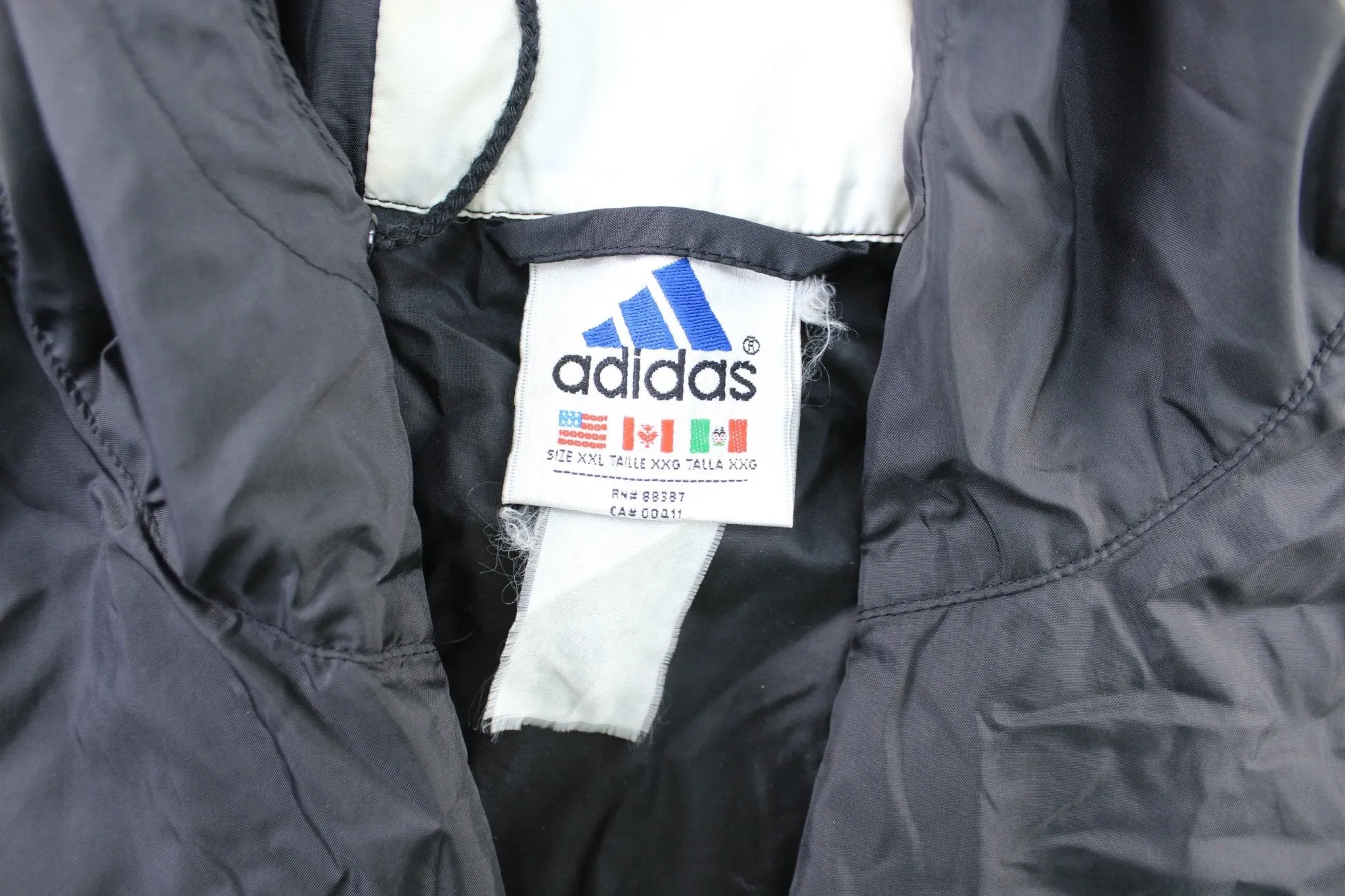 Vintage Adidas Embroidered Logo Black & White Windbreaker Jacket