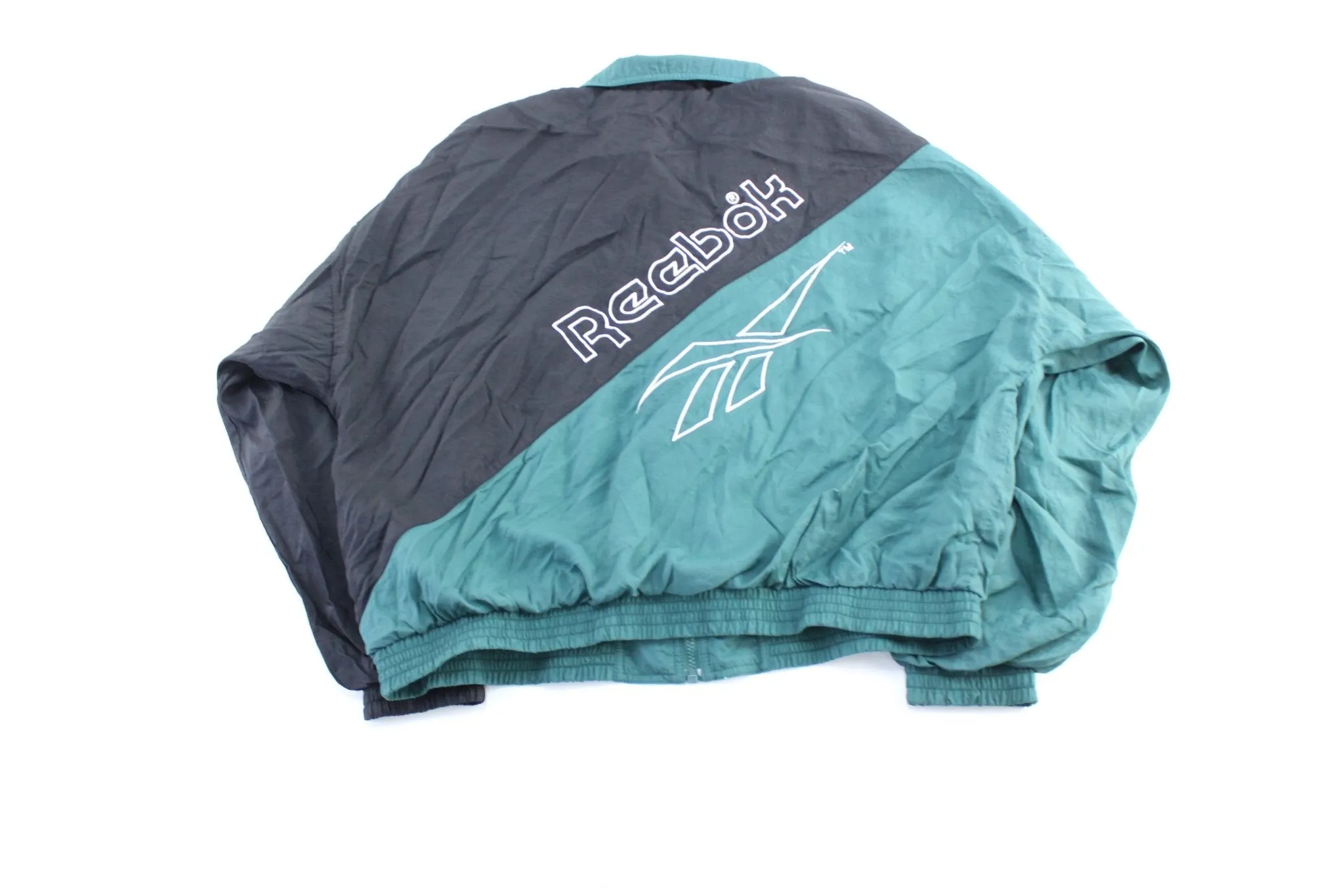 Vintage Reebok Embroidered Logo Black & Green Zip Up Jacket