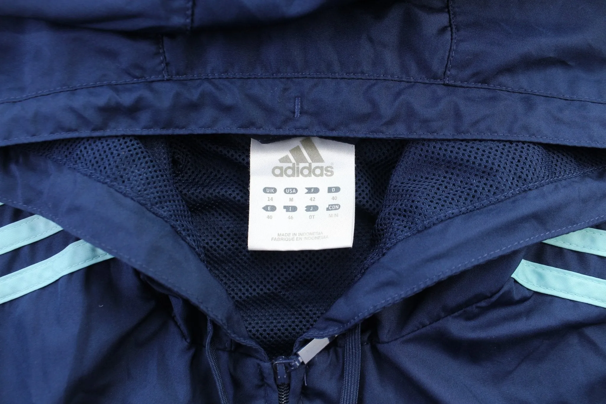 Women's Adidas Embroidered Logo Navy Blue & Teal Striped Jacket