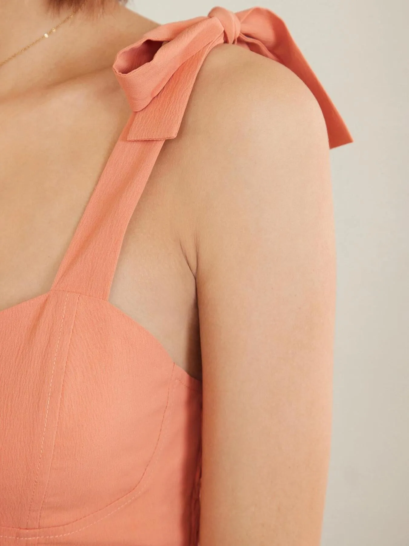 Women's Tie Shoulder Shirred Ruffle Hem Top